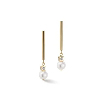 Coeur De Lion Gold Tone Pearl Drop Earrings 1102/21-1416