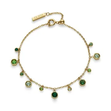 Olivia Burton Classic Mini Droplet Green Crystal Gold Plated Steel Bracelet 24100533