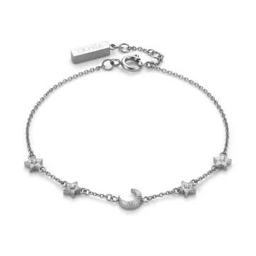 Olivia Burton Signature Celestial Mini North Star & Moon Silver Tone Bracelet 24100623