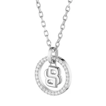 BOSS Divine Silver Tone Stainless Steel Double B Necklace 1580836