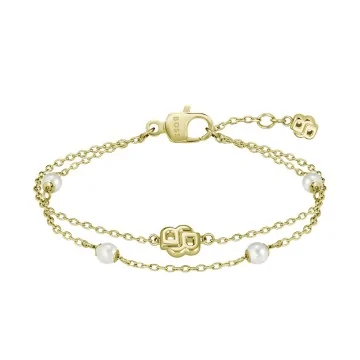 BOSS Double B Monogram Layered Gold-Tone Stainless Steel Bracelet 1580808