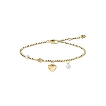 BOSS Amara Yellow Gold PVD Pearl Heart Bracelet 1580882