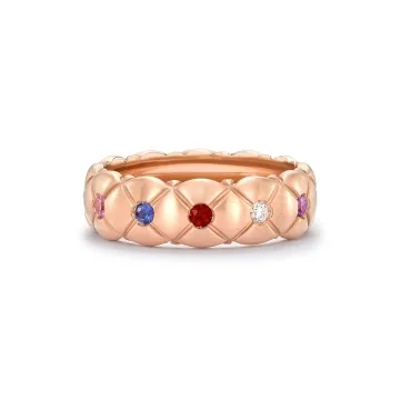 Fabergé Treillage Brushed Rose Gold & Multicoloured Gemstone Set Ring 1