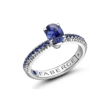 Faberg&eacute; Colours of Love White Gold Blue Sapphire Fluted Ring 831RG1646/24