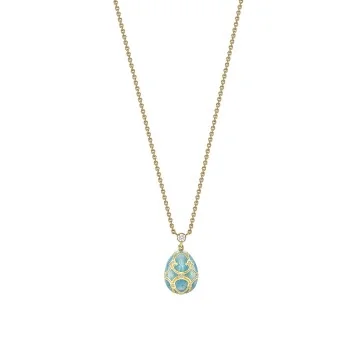 Fabergé Heritage Yellow Gold Turquoise Guilloché Enamel Petite Egg Pendant 1152FP1348