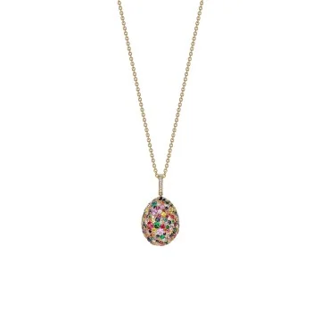 Fabergé Emotion Yellow Gold & Multicoloured Gemstone Egg Pendant 624FP2055