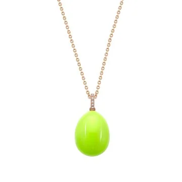Fabergé Essence 18ct Rose Gold Neon Green Lacquer Egg Pendant with Diamond Bail 1818FP3105