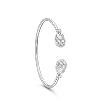 Fabergé Treillage Brushed White Gold & Diamond Open Set Bangle 1070BT2115