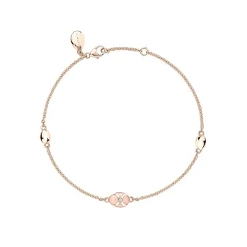 Fabergé Heritage Rose Gold Pink Guilloché Enamel Chain Bracelet 1317BT2389
