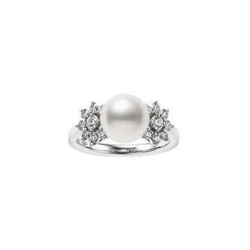 Mikimoto Pearl and Diamond Ring PR 942D W