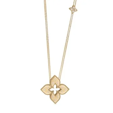 Roberto Coin Venetian Princess 0.22ct Diamond Flower Pendant Necklace