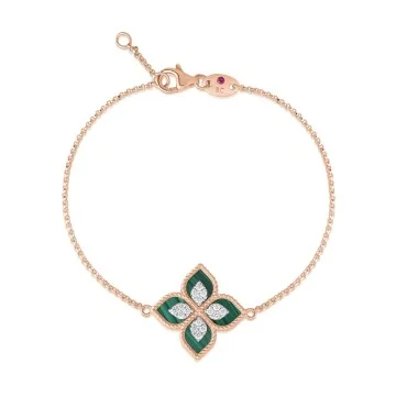 Roberto Coin Princess Flower 4.44ct Malachite 0.19ct Diamond Bracelet