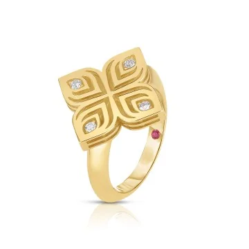 Roberto Coin Arabesque 18ct Yellow Gold 0.09ct Diamond Ladies Ring ADR777RI3572 Y
