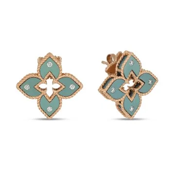 Roberto Coin 18ct Rose Gold & Titanium Venetian Princess Diamond Earrings ADR777EA3403 R