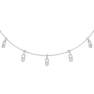 Messika Move Uno White Gold Diamond Pave Drop Pendant Choker 12150-WG