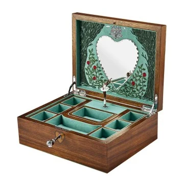 Wolf Sleeping Beauty Walnut Wood Musical Ballet Jewellery Box 190116