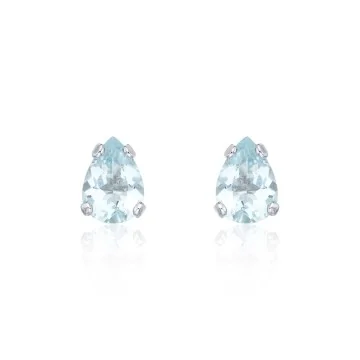 9ct White Gold Pear Cut 1.10Ct Aquamarine Earrings