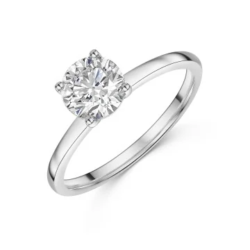 9ct White Gold Round Brilliant 1.00ct Lab Grown Diamond 4 Claw Solitaire Ring