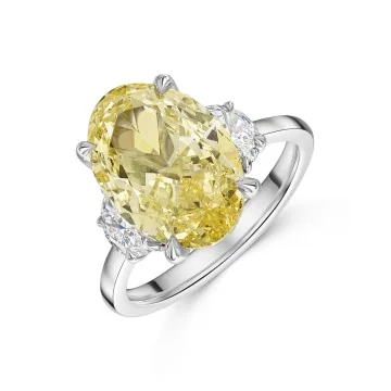 Platinum Oval 7.00ct Yellow Lab Grown Diamond Ring
