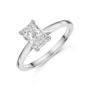 Platinum Radiant Cut 1.00ct Lab Grown Diamond 4 Claw Solitaire Ring