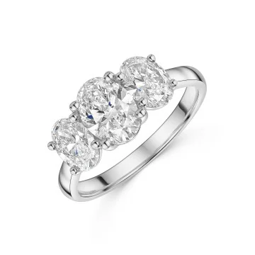 Platinum Oval Cut 2.00ct Lab Grown Diamond Three Stone Ring