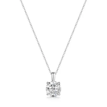 18ct White Gold Round Brilliant 0.75ct Lab Grown Diamond 4 Claw Pendant