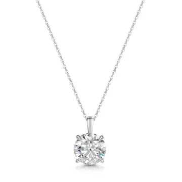 18ct White Gold Round Brilliant 1.50ct Lab Grown Diamond 4 Claw Pendant