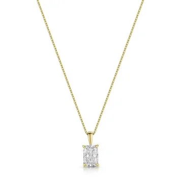 18ct Yellow Gold Radiant Cut 0.75ct Lab Grown Diamond 4 Claw Solitaire Pendant