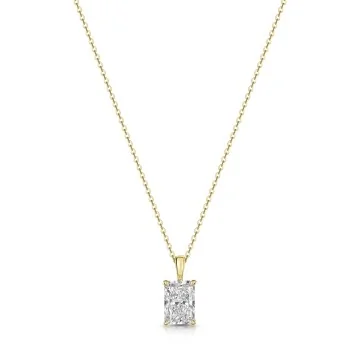 18ct Yellow Gold Radiant Cut 1.00ct Lab Grown Diamond 4 Claw Solitaire Pendant