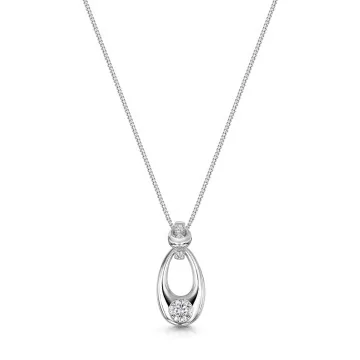 9ct White Gold Round Brilliant 0.25ct Lab Grown Diamond Oval Drop Pendant