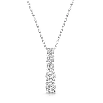 9ct White Gold Round Brilliant 1.00ct Lab Grown Diamond Graduated Drop Pendant