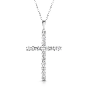 9ct White Gold Round Brilliant 1.50ct Lab Grown Diamond Cross Pendant