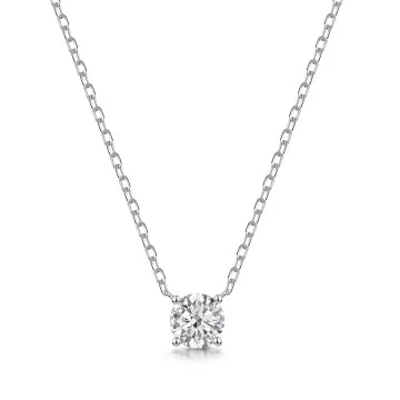 9ct White Gold 0.75ct Round Brilliant Lab Grown Diamond 4 Claw Pendant