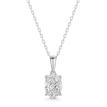 18ct White Gold Oval Cut 2.00ct Lab Grown Diamond Pendant