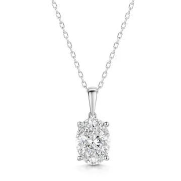 18ct White Gold Oval Cut 3.00ct Lab Grown Diamond Pendant
