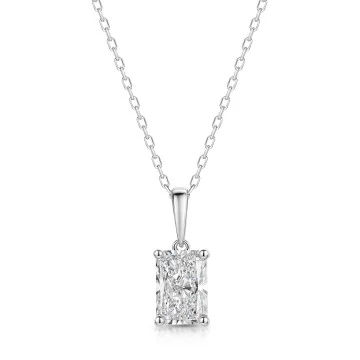 18ct White Gold Radiant Cut 2.00ct Lab Grown Diamond Pendant