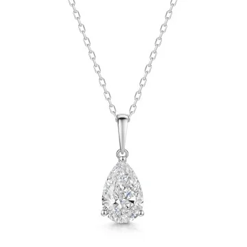 18ct White Gold Pear Shape 2.00ct Lab Grown Diamond Pendant