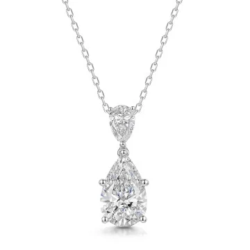 18ct White Gold 3.50ct Lab Grown Pear Cut Diamond Drop Pendant