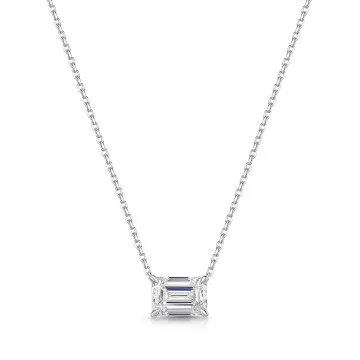 18ct White Gold East to West Emerald Cut 1.00ct Lab Grown Diamond Pendant