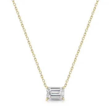 18ct Yellow Gold Emerald Cut 1.00ct Lab Grown Diamond Pendant