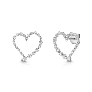 9ct White Gold Round Brilliant 0.60ct Lab Grown Diamond Off Set Full Heart Earrings