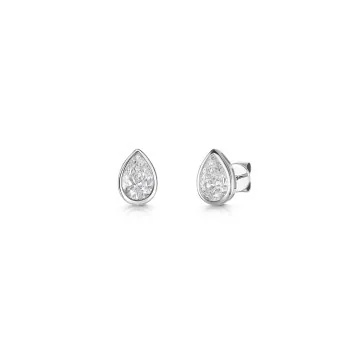 9ct White Gold Pear Shape 1.50ct Lab Grown Diamond Rub Over Stud Earrings