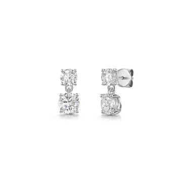 9ct White Gold Round Brilliant 1.50ct Lab Grown Diamond Drop Earrings