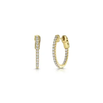 9ct Yellow Gold Round Brilliant 0.50ct Lab Grown Diamond Micro Set Hoop Earrings