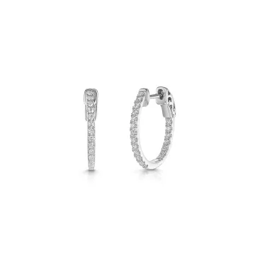 9ct White Gold Round Brilliant 0.50ct Lab Grown Diamond Micro Set Hoop Earrings