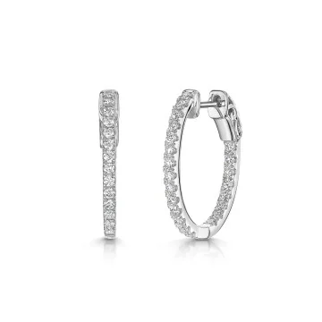 9ct White Gold Round Brilliant 0.75ct Lab Grown Diamond Micro Set Hoop Earrings