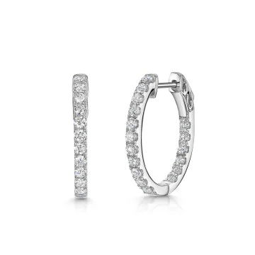 9ct White Gold Round Brilliant 1.15ct Lab Grown Diamond Micro Set Hoop Earrings