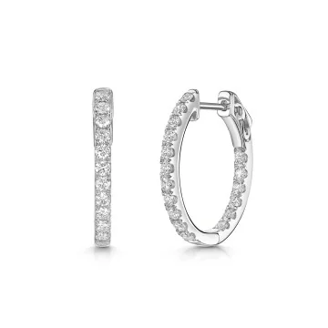 9ct White Gold Round Brilliant 1.00ct Lab Grown Diamond Micro Set Hoop Earrings