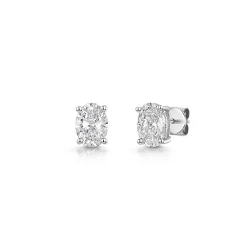 18ct White Gold Oval Cut 2.00ct Lab Grown Diamond Stud Earrings