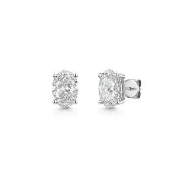 18ct White Gold Oval 3.00ct Lab Grown Diamond Stud Earrings